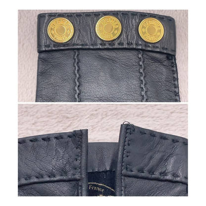 Hermès Série Gloves in Black Leather