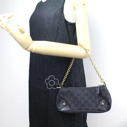 GUCCI Chain Hand Bag Pouch Black GG