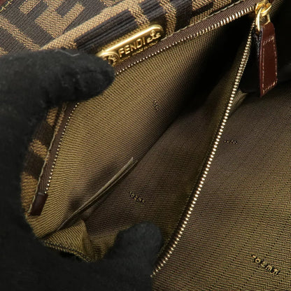 FENDI Zucca Canvas Leather Shoulder Bag