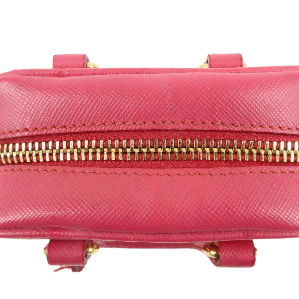 PRADA Logo Safiano Leather Mini Hand Bag