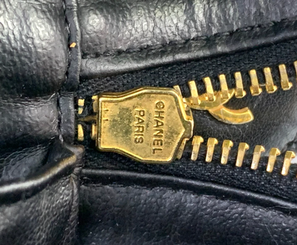 Chanel Matelassé Vanity Bag in Black Leather (Vintage)