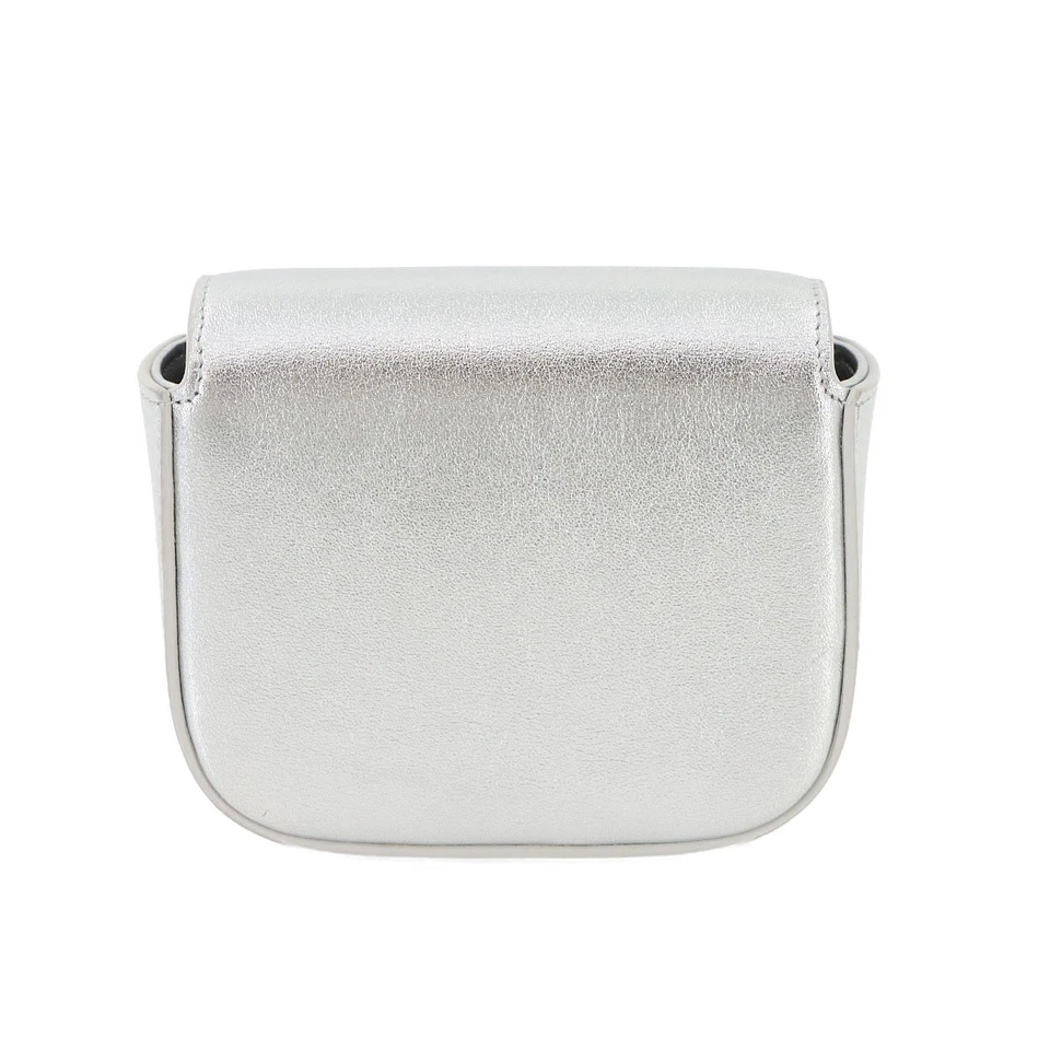 CELINE Triomphe Claude Mini Shoulder Bag Leather Silver