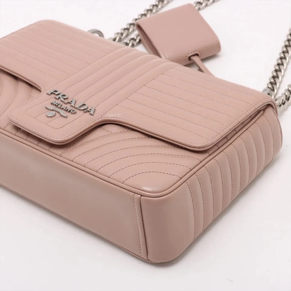 Prada Diagramme Leather Chain Shoulder Bag in Pink