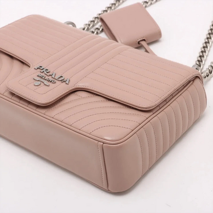 Prada Diagramme Leather Chain Shoulder Bag in Pink