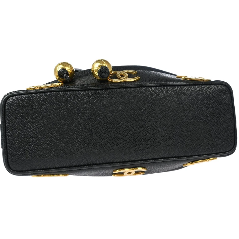 Chanel Black Calfskin Triple CC Drawstring Shoulder Bag