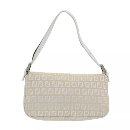 FENDI Zucchino Canvas Mamma Baguette Shoulder Bag