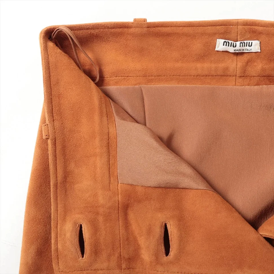 Miu Miu 16 Years Lambskin Skirt 38 Ladies' Brown
