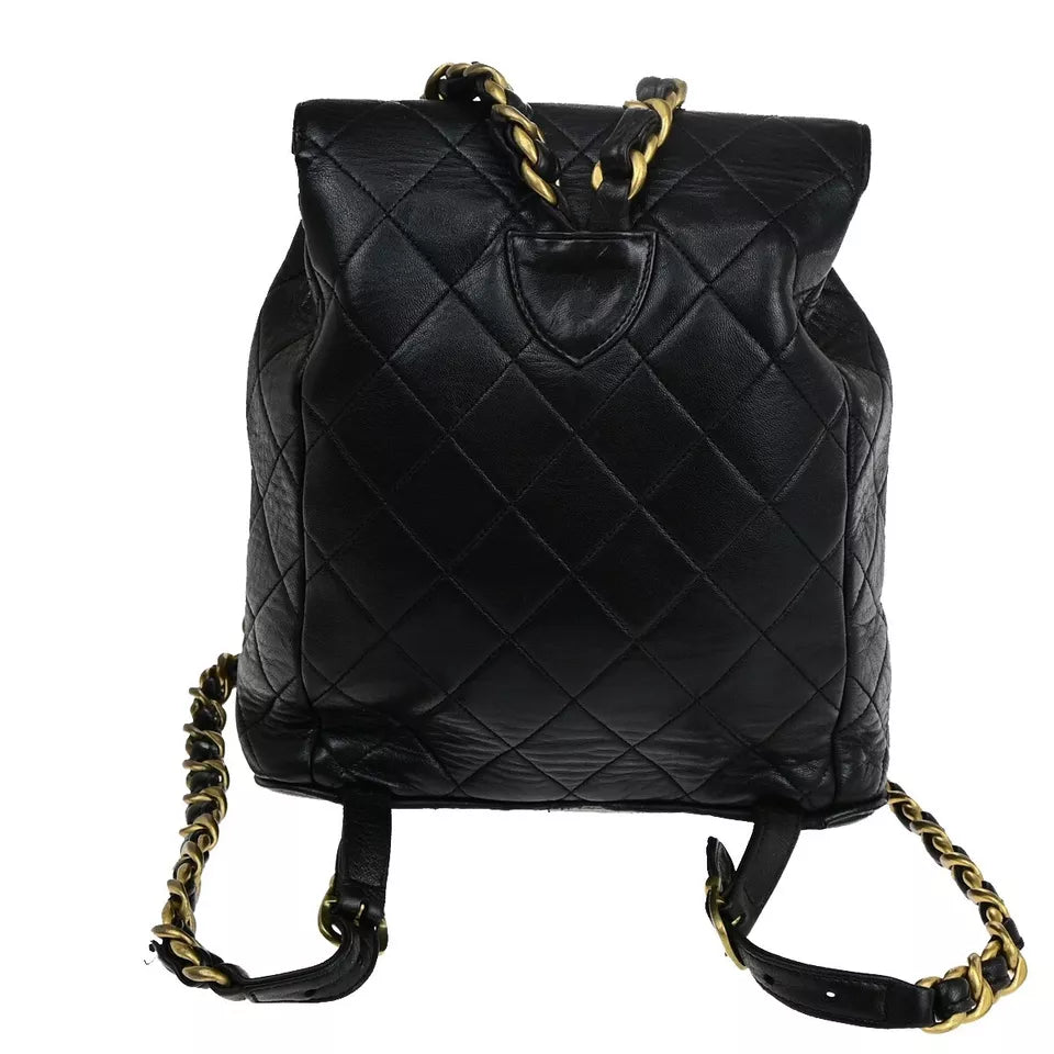 CHANEL CC Logo Matelasse Chain Backpack Bag – Black Leather