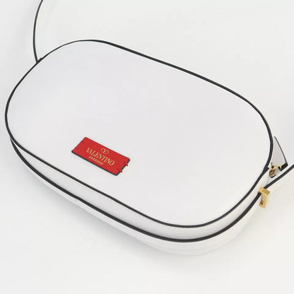 Auth VALENTINO Vlogo Diagonal Shoulder Bag In White Leather