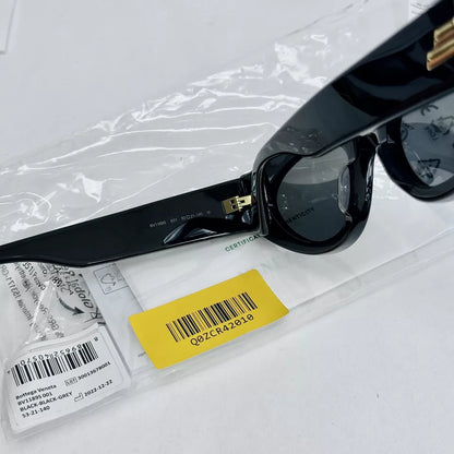 BOTTEGA VENETA MITRE Black Oval Sunglasses