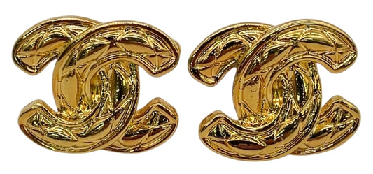 CHANEL Matelasse Coco Mark Gold Cufflinks