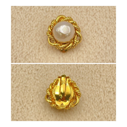 Chanel Coco Faux Pearl Gold-Tone Earrings (2187 Engraved)
