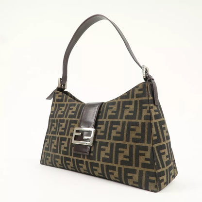 FENDI Zucca Canvas Leather One Shoulder Bag