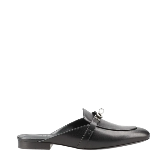 Hermès Oz Leather Mule 38 Ladies' Black Kelly Metal Fittings