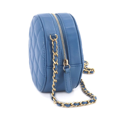 CHANEL Matelasse Mini Classic Chain Shoulder Bag Leather Blue