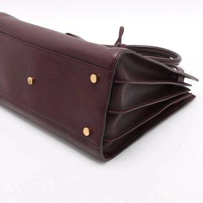 Saint Laurent Paris Sac de Jour Leather 2 Way Handbag Bordeaux