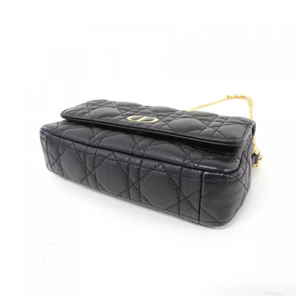 Authentic Dior Caro Pouch Shoulder Bag in Black with Gold Hardware