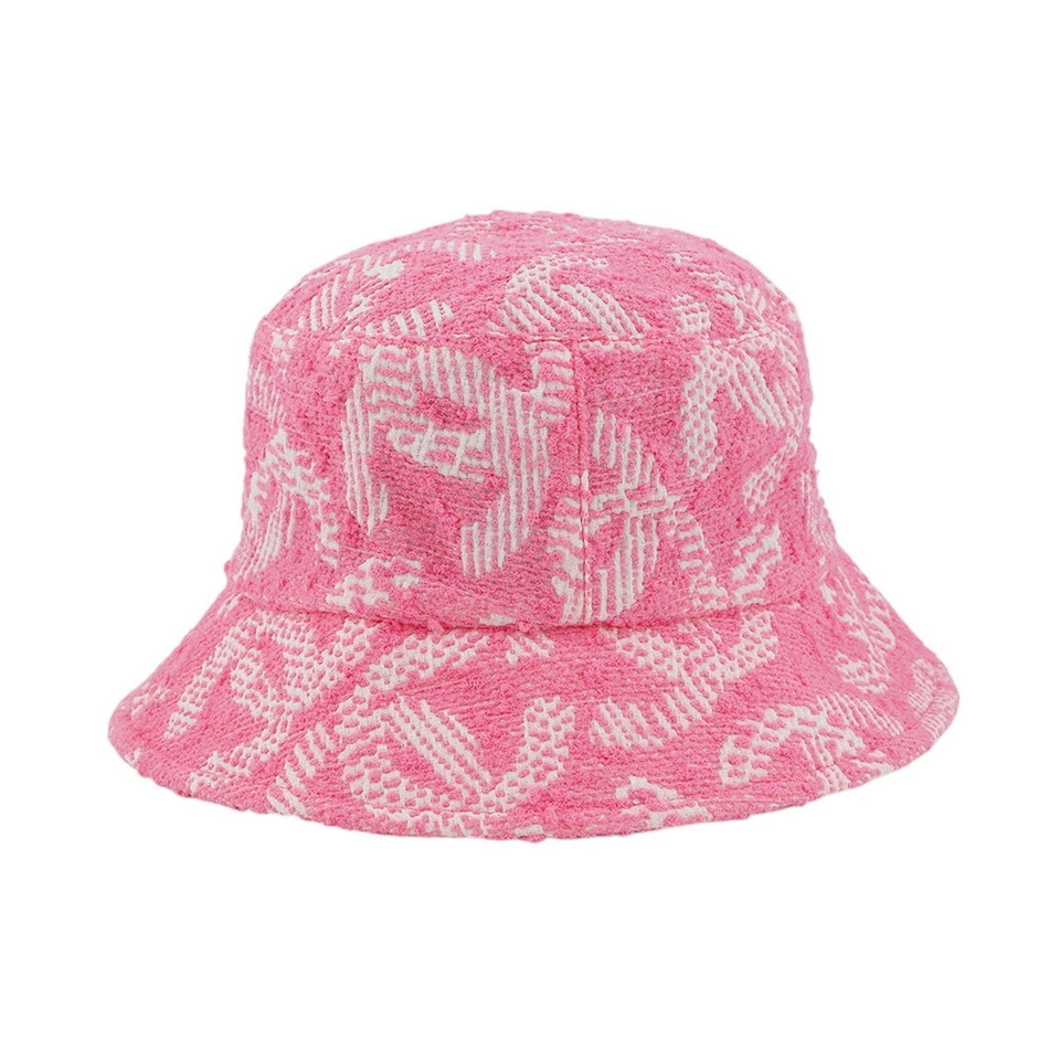 CHANEL CC Logo Tweed Bucket Hat Size M Pink