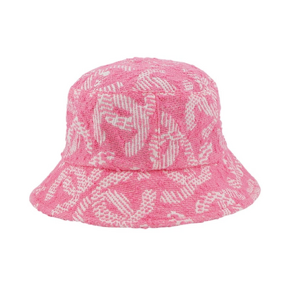 CHANEL CC Logo Tweed Bucket Hat Size M Pink