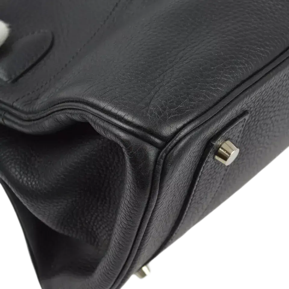 Hermes Black Taurillon Clemence Shoulder Birkin Handbag