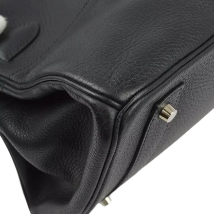 Hermes Black Taurillon Clemence Shoulder Birkin Handbag