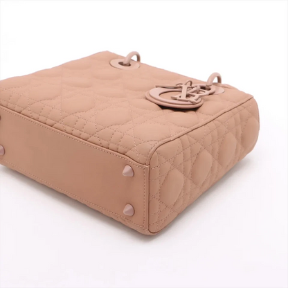 Christian Dior My Lady Dior Cannage Leather 2 Way Handbag Pink With Charms