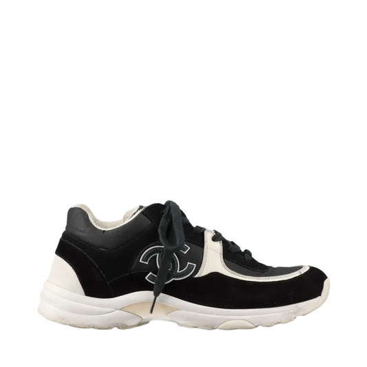 Chanel Coco Mark Fabric Sneakers 40 Ladies' Black