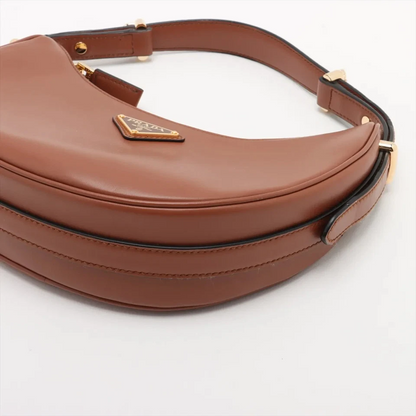 Prada Arke Leather 2 Way Shoulder Bag Brown