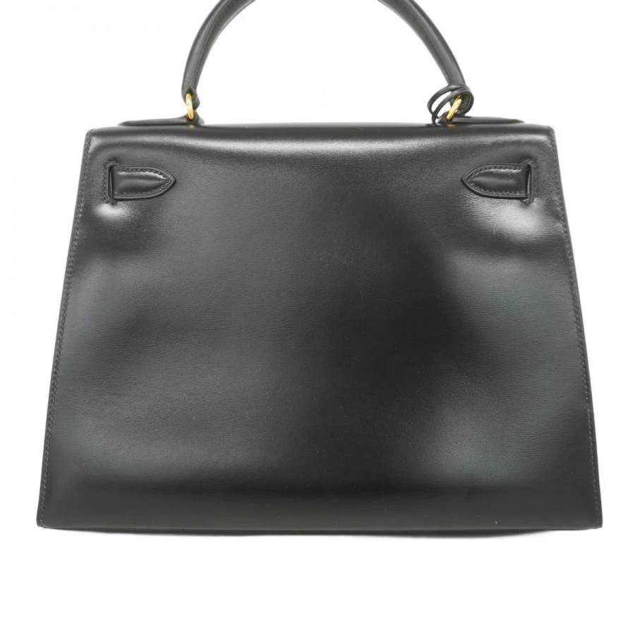 HERMES Kelly 28 Box Calf Handbag Black Circle R (1988)