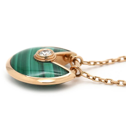 Cartier Amulette De Cartier XS Necklace Diamond Malachite 18k Rose Gold