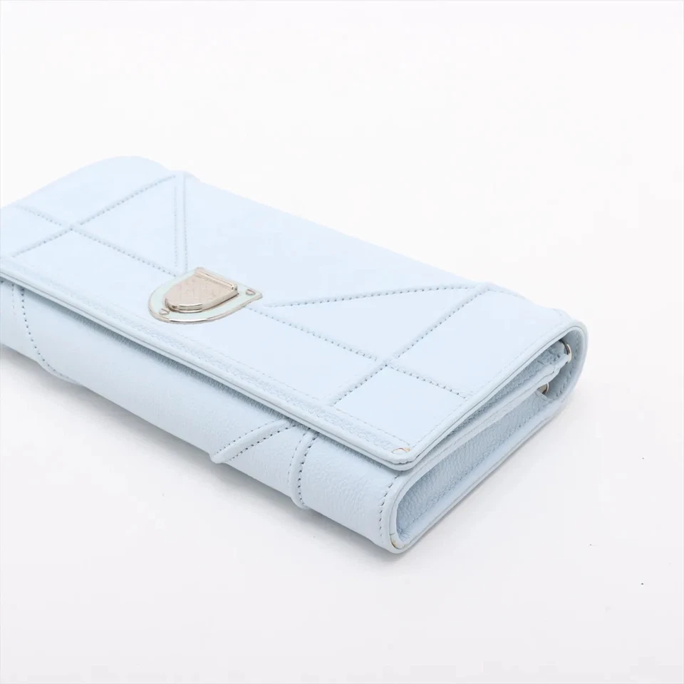Christian Dior Diorama Leather Chain Wallet in Blue