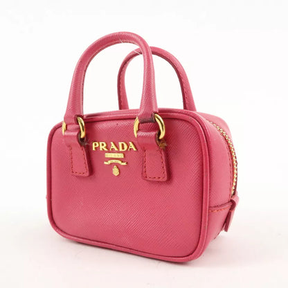 PRADA Logo Safiano Leather Mini Hand Bag