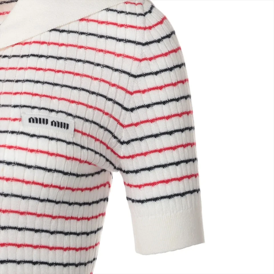 Miu Miu 22 Years Cotton Short Sleeve Knitwear 36 Ladies' White