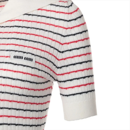 Miu Miu 22 Years Cotton Short Sleeve Knitwear 36 Ladies' White