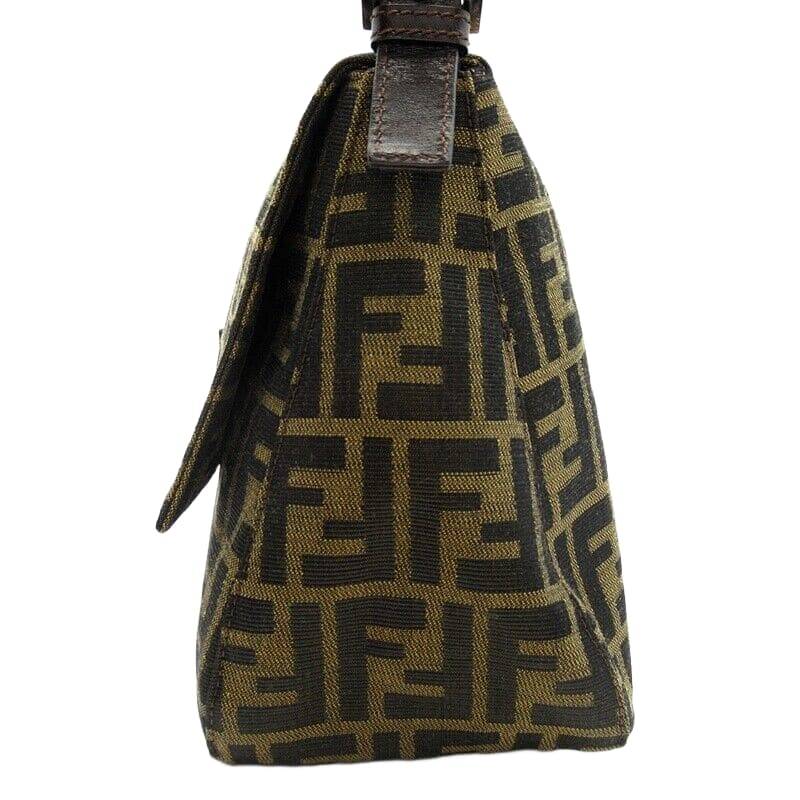 FENDI Zucca Mamma Bucket Canvas / Leather Women Handbag Brown