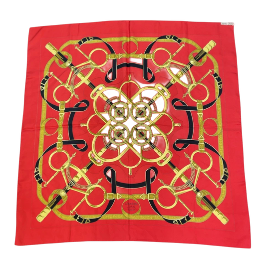 Hermes Carré 90 Eperon d'or Golden Spur Multicolor Silk Scarf