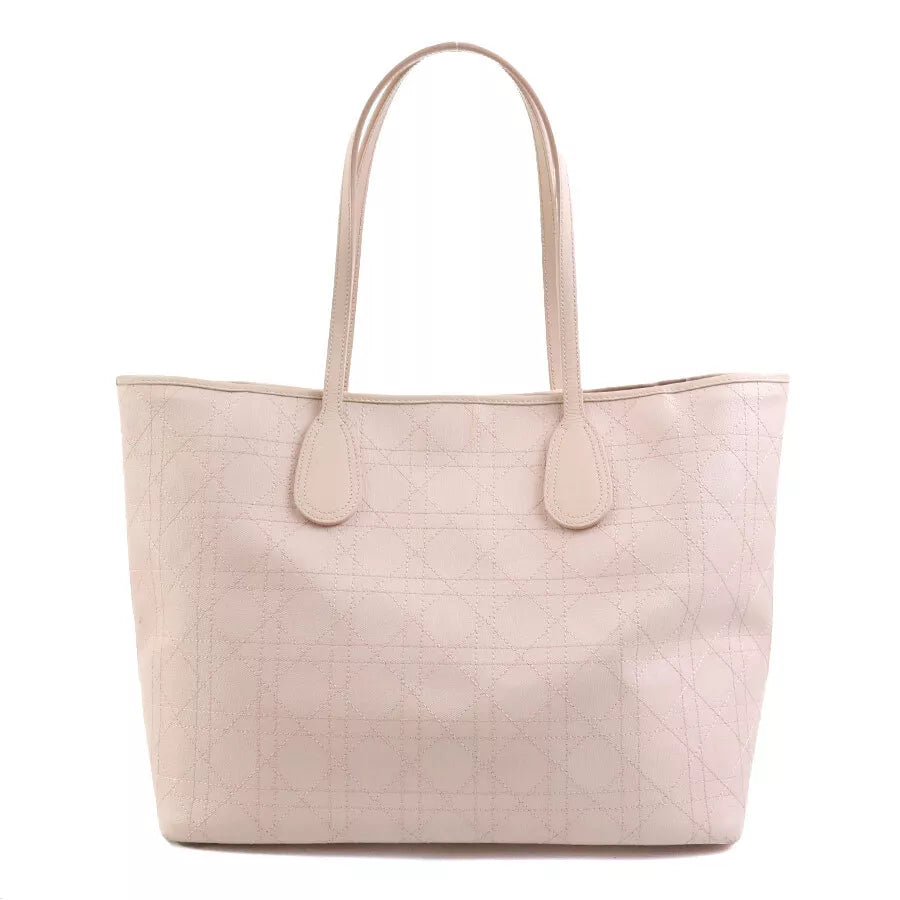 Auth Christian Dior Canage Tote Shoulder Bag Pink Beige Coated Canvas