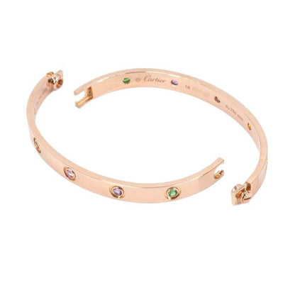 Cartier Love Bracelet New Model #18 in K18 Pink Gold with Multi-color Stones