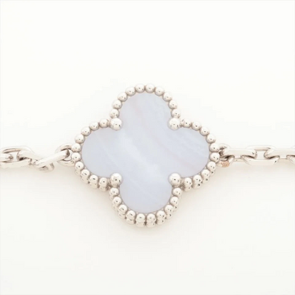 Van Cleef & Arpels Vintage Alhambra 5P Chalcedony Bracelet 750(WG) 11.4g