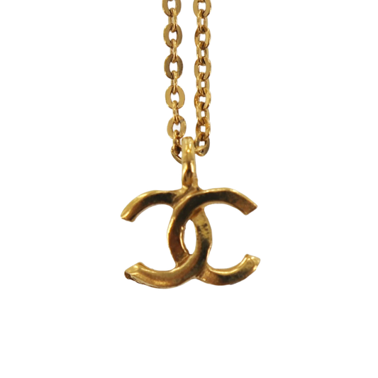 CHANEL Used CC Logos Gold Plated Chain Necklace 376 Vintage