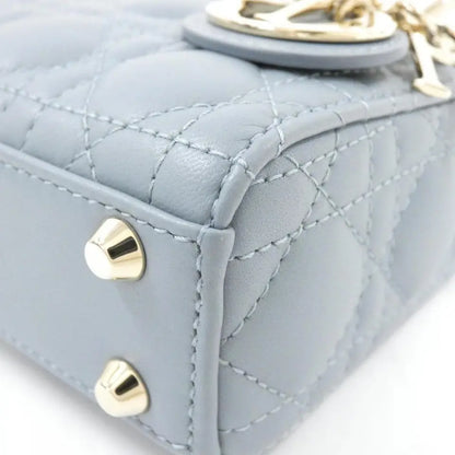 Authentic Dior Lady Dior Micro Bag in Cloud Blue with Gold Hardware