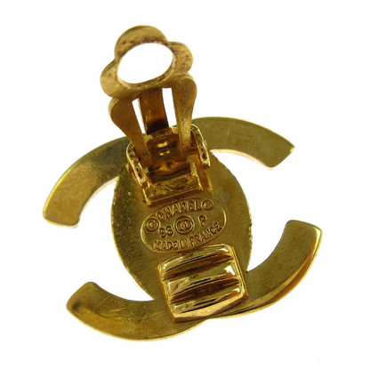 Chanel CC Turnlock Earrings Clip-On Gold Small 96P