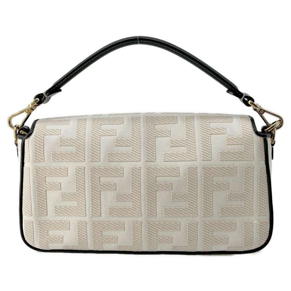 FENDI Zucca Mamma Bucket Shoulder Bag Canvas/Leather Ivory/Black