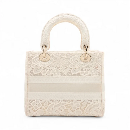 Christian Dior Lady Dee Light Medium Racing 2 Way Handbag White