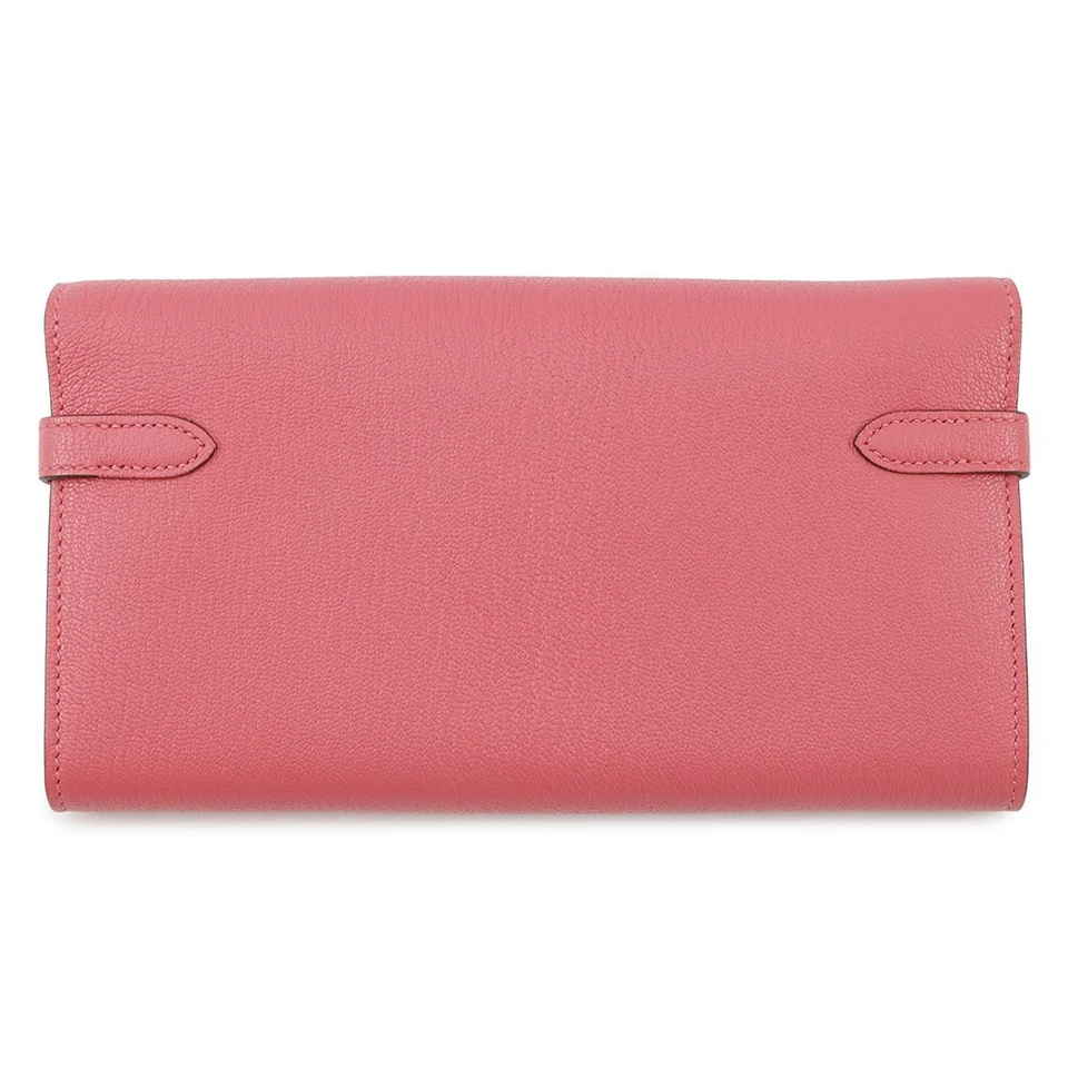 HERMES Kelly Wallet Long Chevre Myzore Goatskin Rose Lipstick