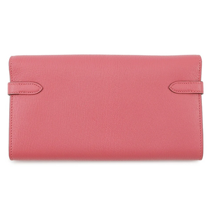 HERMES Kelly Wallet Long Chevre Myzore Goatskin Rose Lipstick