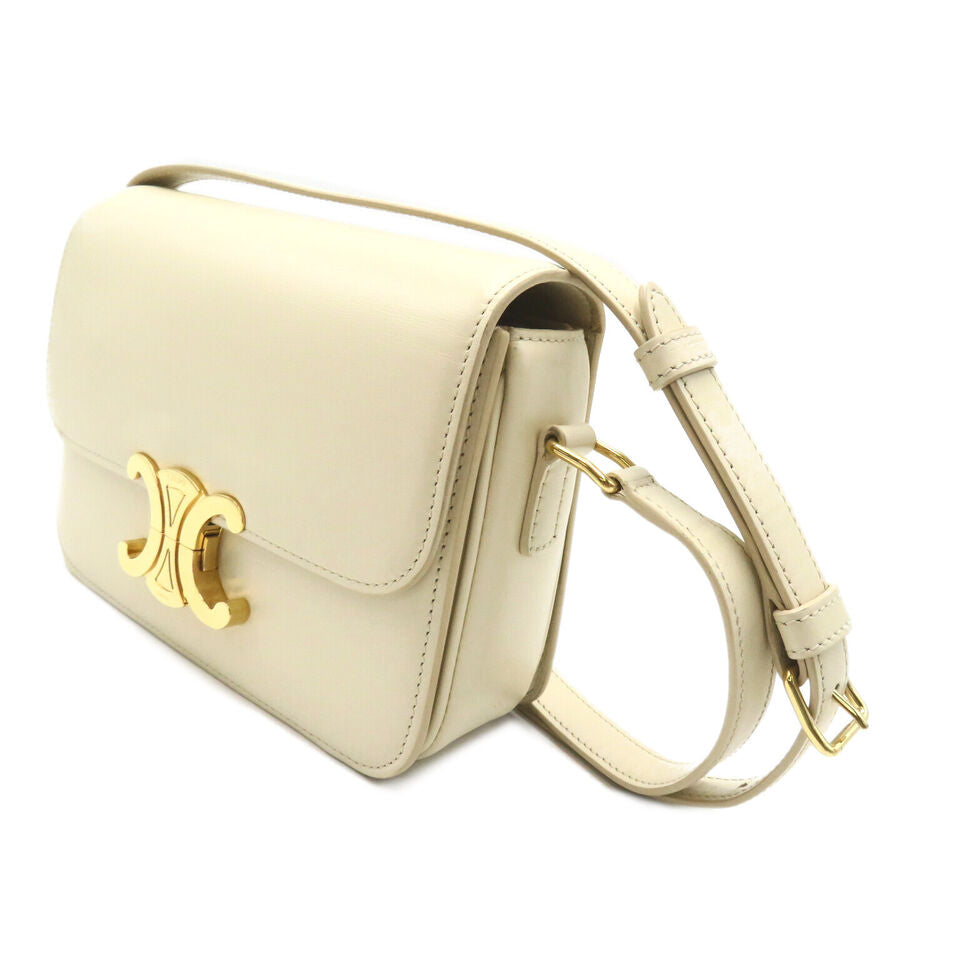 CELINE Soiree Shoulder crossbody hand Bag leather Beige Used