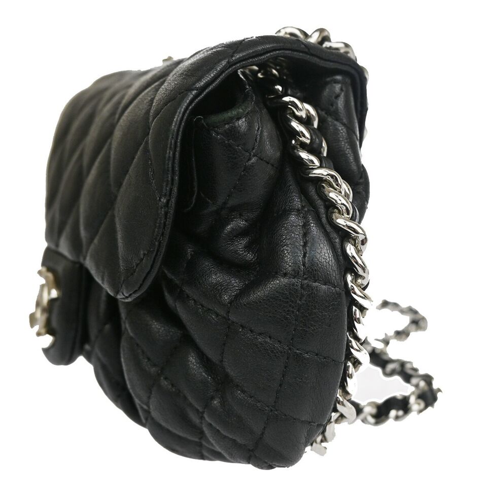 CHANEL CC Chain Around Mini Matelasse Shoulder Bag Leather Black