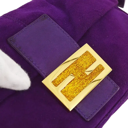 Fendi Purple Suede Baguette Handbag