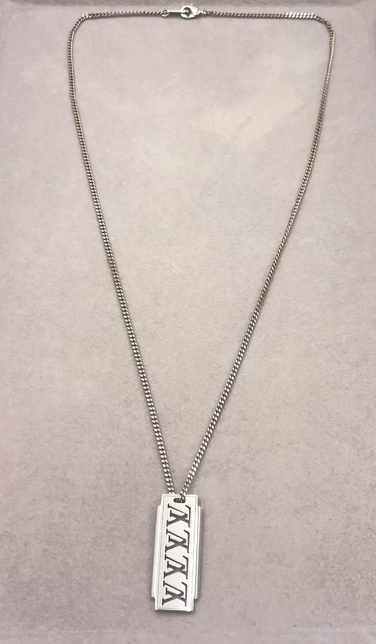 Louis Vuitton Collier Plaque Multi LV Necklace in Silver